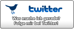 Twitter Button (PNG) Nummer 4 - groß mit Vogel, Text: Was mache ich gerade? Folge mir bei Twitter! - 250px